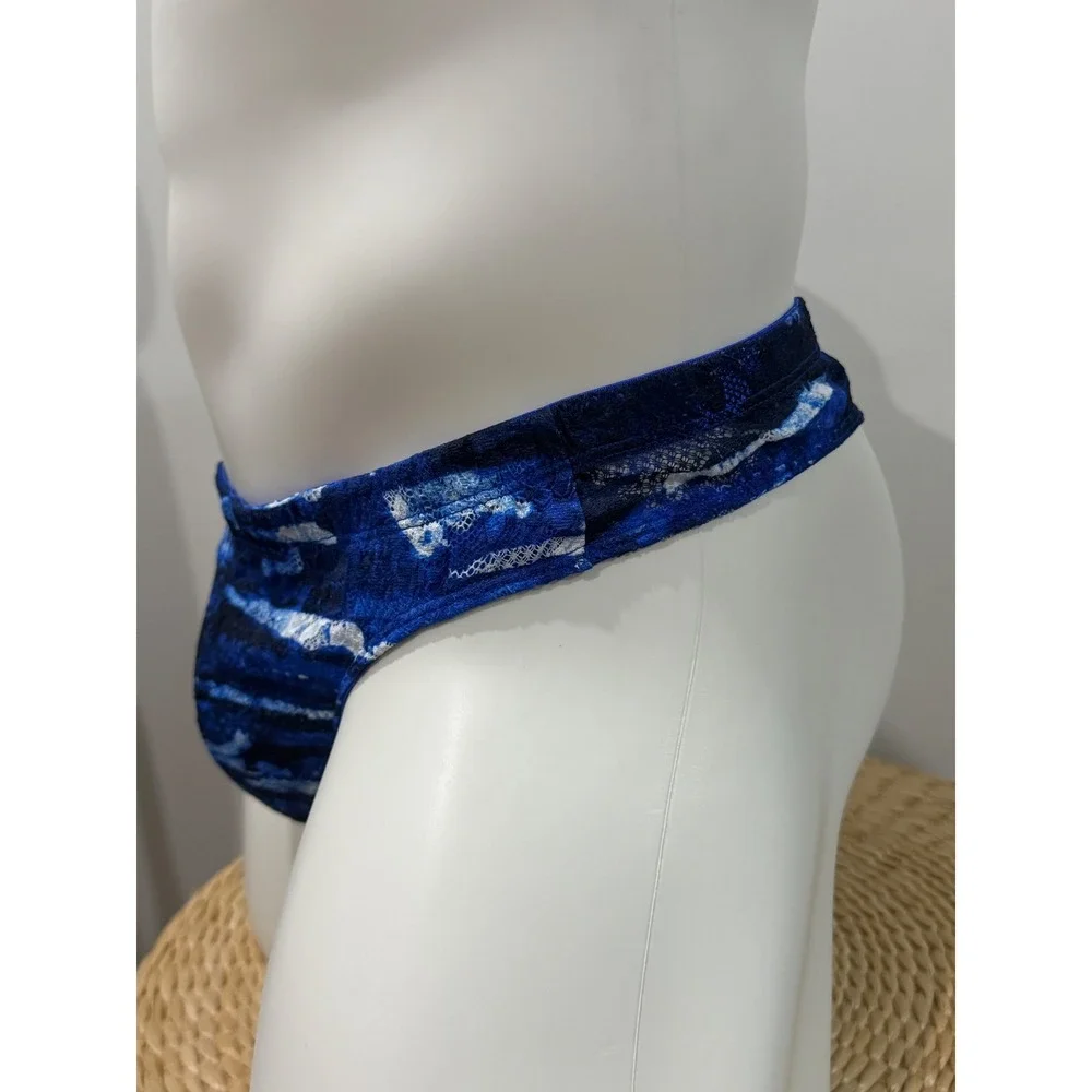 Cosabella Never Say Never Printed Lace G-String Blue‎ Abstract Print Size XL